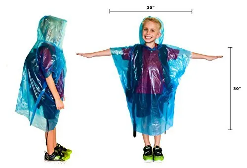 20 Pack Family Rain Ponchos | Disposable Emergency Ponchos | Travel | Hiking