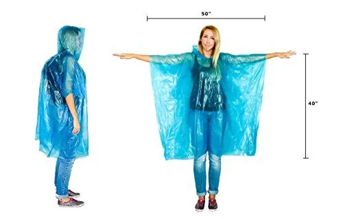 20 Pack Family Rain Ponchos | Disposable Emergency Ponchos | Travel | Hiking