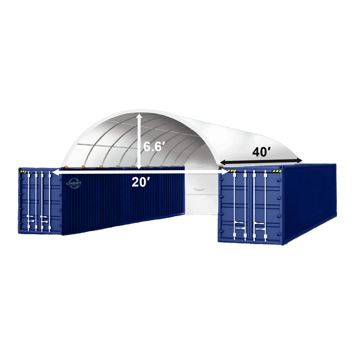 20x40 ft Container Shelter with Closed Back Panel