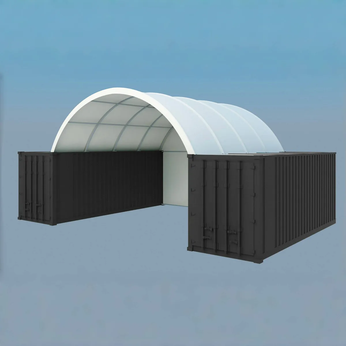 20x40 ft Container Shelter with Closed Back Panel