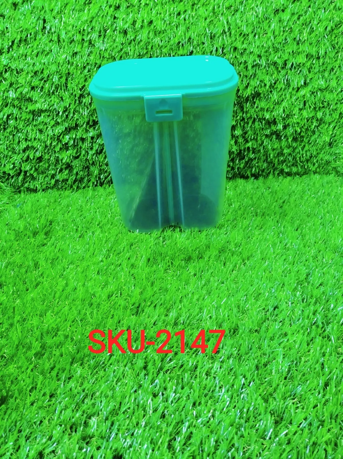 2147 Plastic 2 Sections Air Tight Transparent Food Grain Cereal Storage Container (2 ltr)