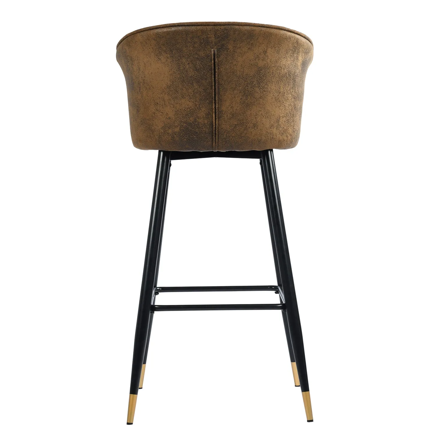 26''/30'' Vintage Brown Counter Bar Stool Set of 2 with Armrest, Suede Seat Bar Chair& Back with Black Golden Legs, Kitchen Island