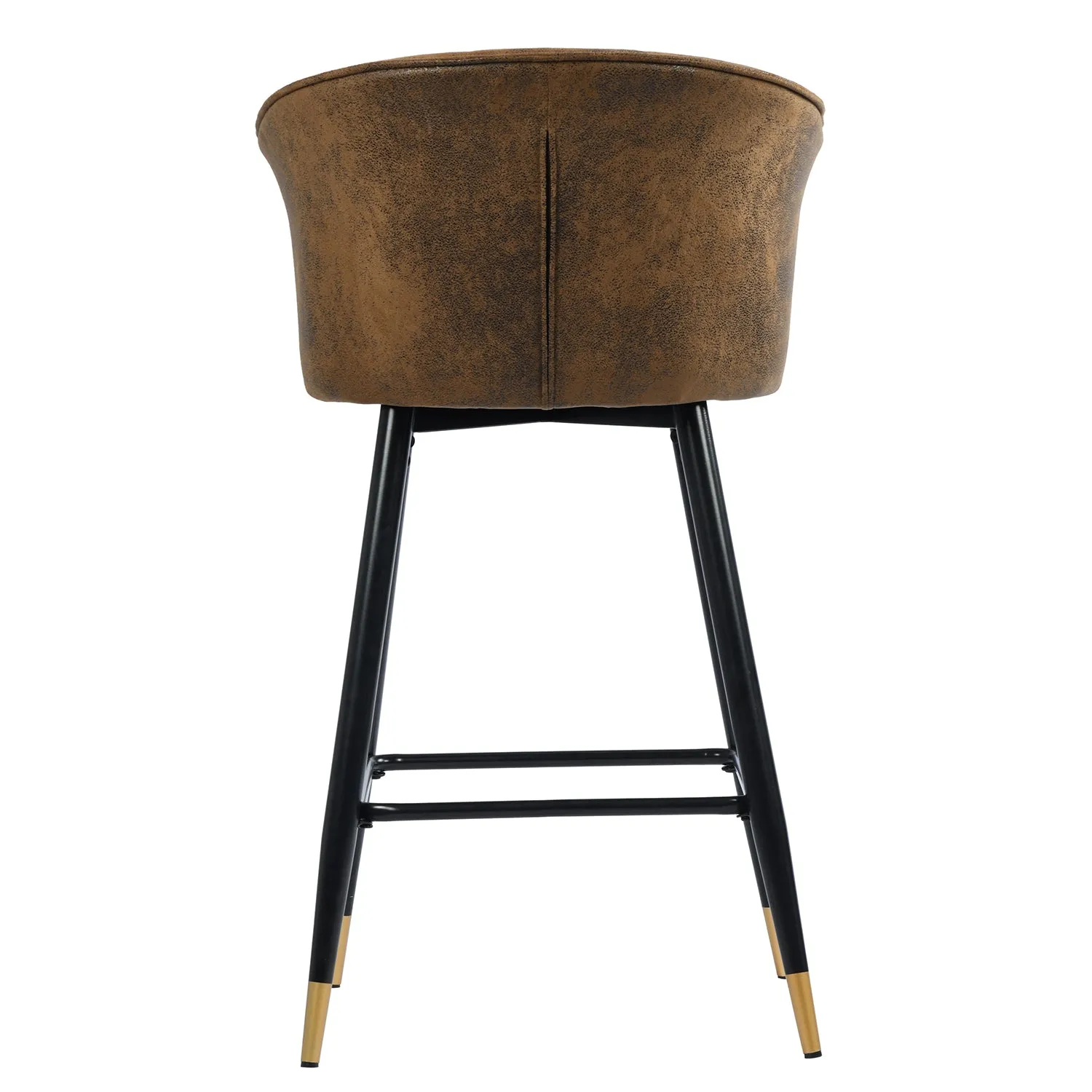 26''/30'' Vintage Brown Counter Bar Stool Set of 2 with Armrest, Suede Seat Bar Chair& Back with Black Golden Legs, Kitchen Island