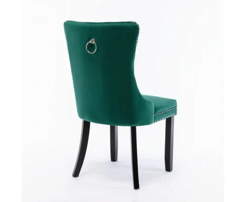 2x Velvet Dining Chairs- Green