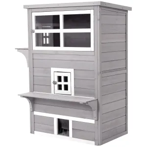 3 Tier Wooden Kitten Shelter for Indoor, Outdoor