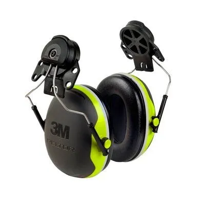 3M PELTOR X4P3E Hard Hat Attached Earmuffs, Black/Chartreuse. Each