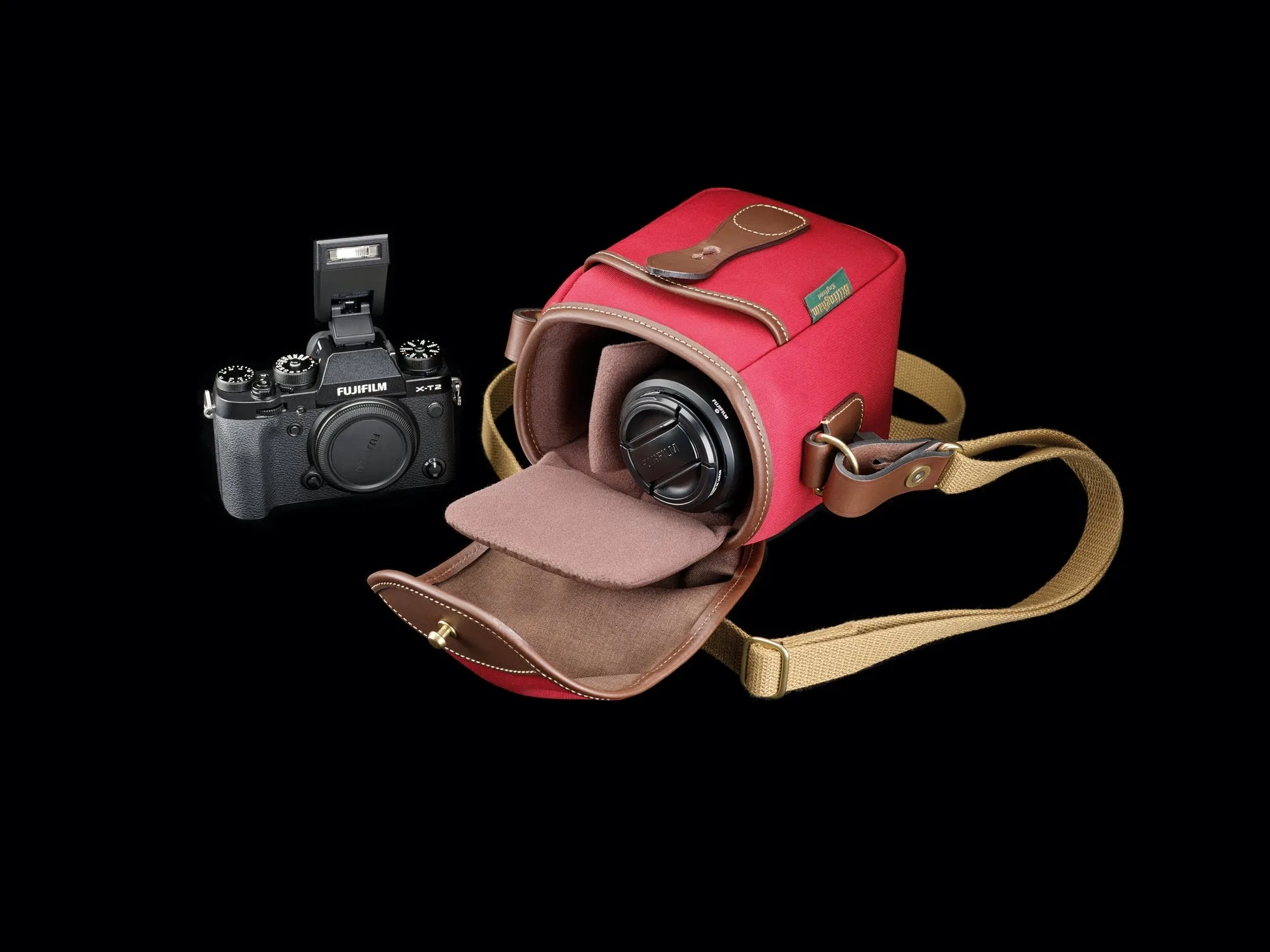 72 Camera Bag - Burgundy Canvas / Chocolate Leather