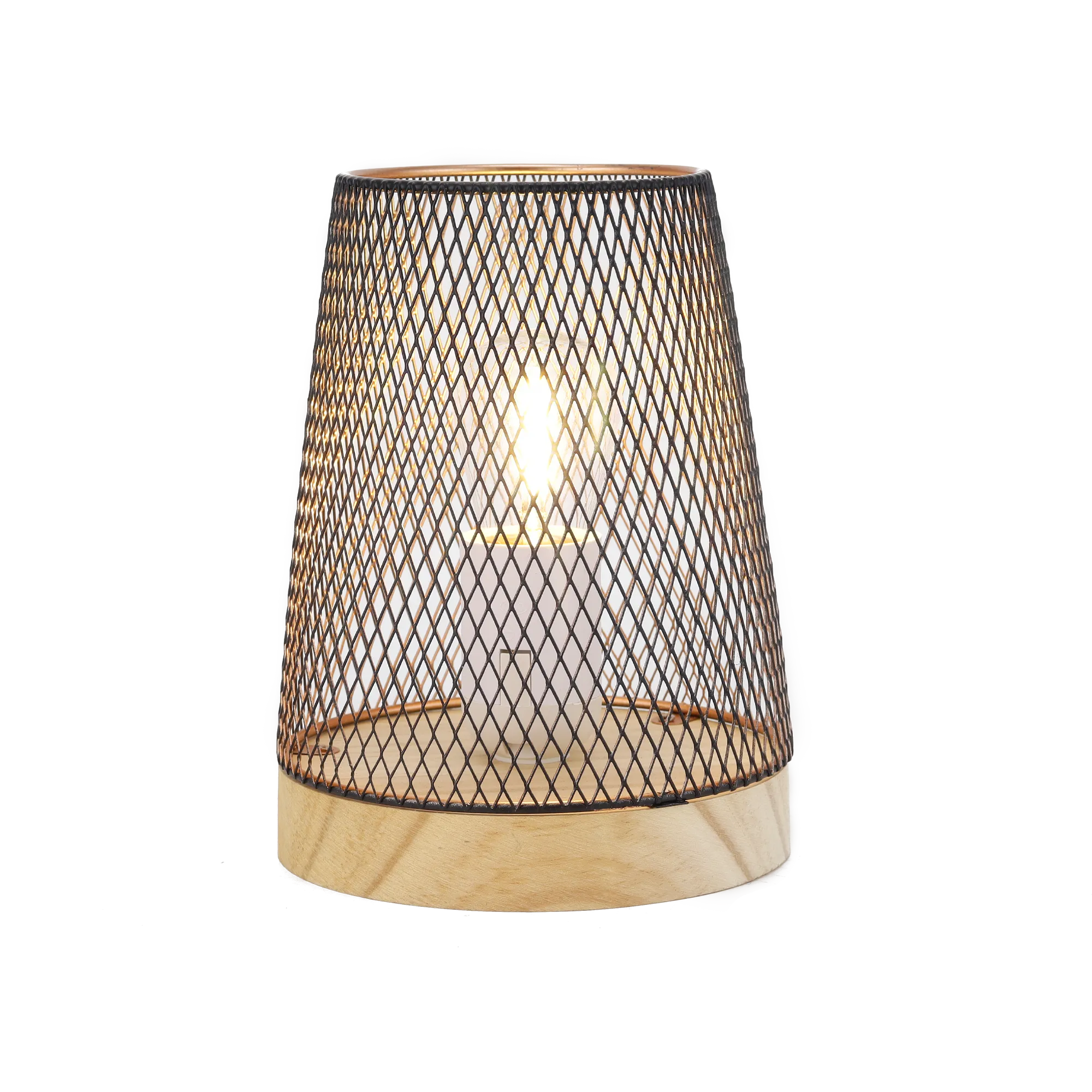 7''H Metal Mesh Table Lamp LED Cordless Lamp