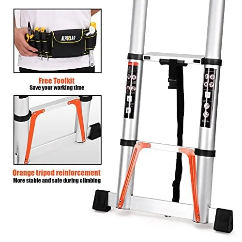 ALPURLAD Telescoping Ladder 10.5FT Aluminum Extension Ladders Lightweight Collapsible Ladder Telescopic Ladders for RV, Loft, Attic, Home, 330lbs Capacity