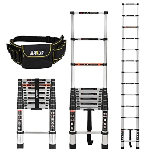 ALPURLAD Telescoping Ladder 10.5FT Aluminum Extension Ladders Lightweight Collapsible Ladder Telescopic Ladders for RV, Loft, Attic, Home, 330lbs Capacity