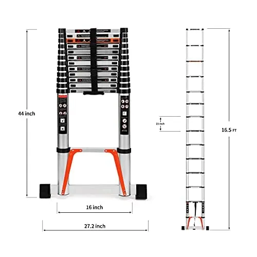 ALPURLAD Telescoping Ladder 10.5FT Aluminum Extension Ladders Lightweight Collapsible Ladder Telescopic Ladders for RV, Loft, Attic, Home, 330lbs Capacity