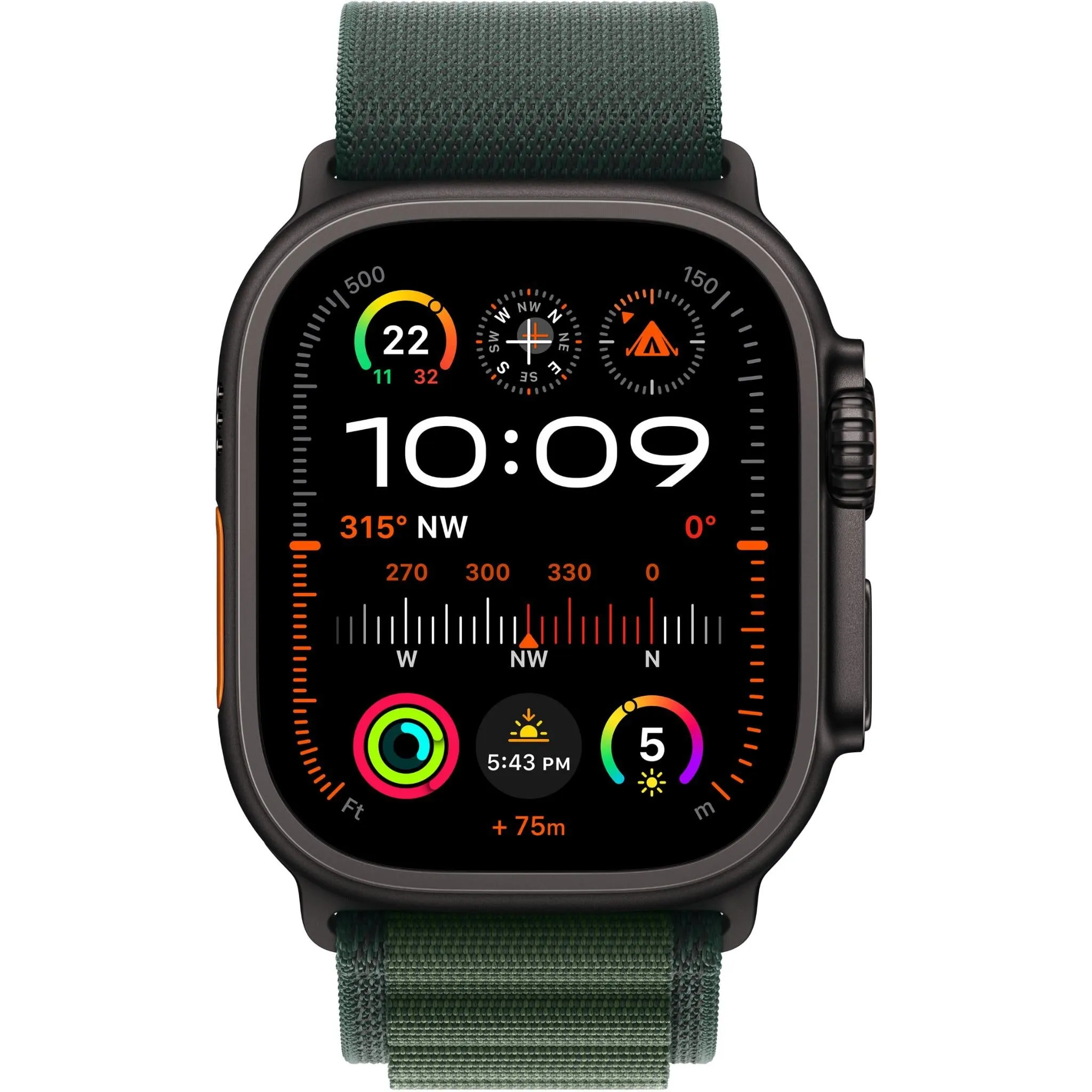 Apple Watch Ultra 2  49mm Black Titanium Case GPS   Cellular Alpine Loop (Dark Green) [Medium]