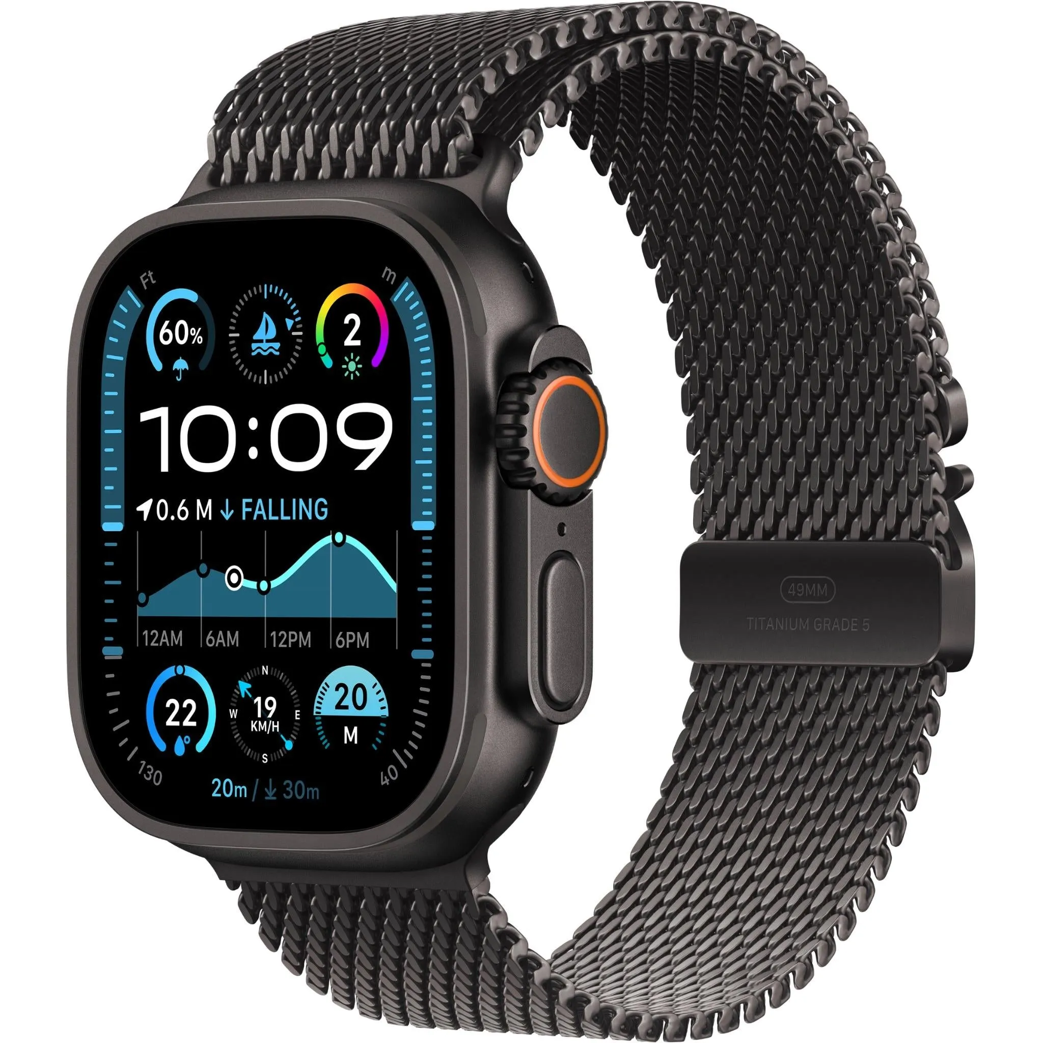 Apple Watch Ultra 2  49mm Black Titanium Case  GPS   Cellular  Milanese Loop [Medium]