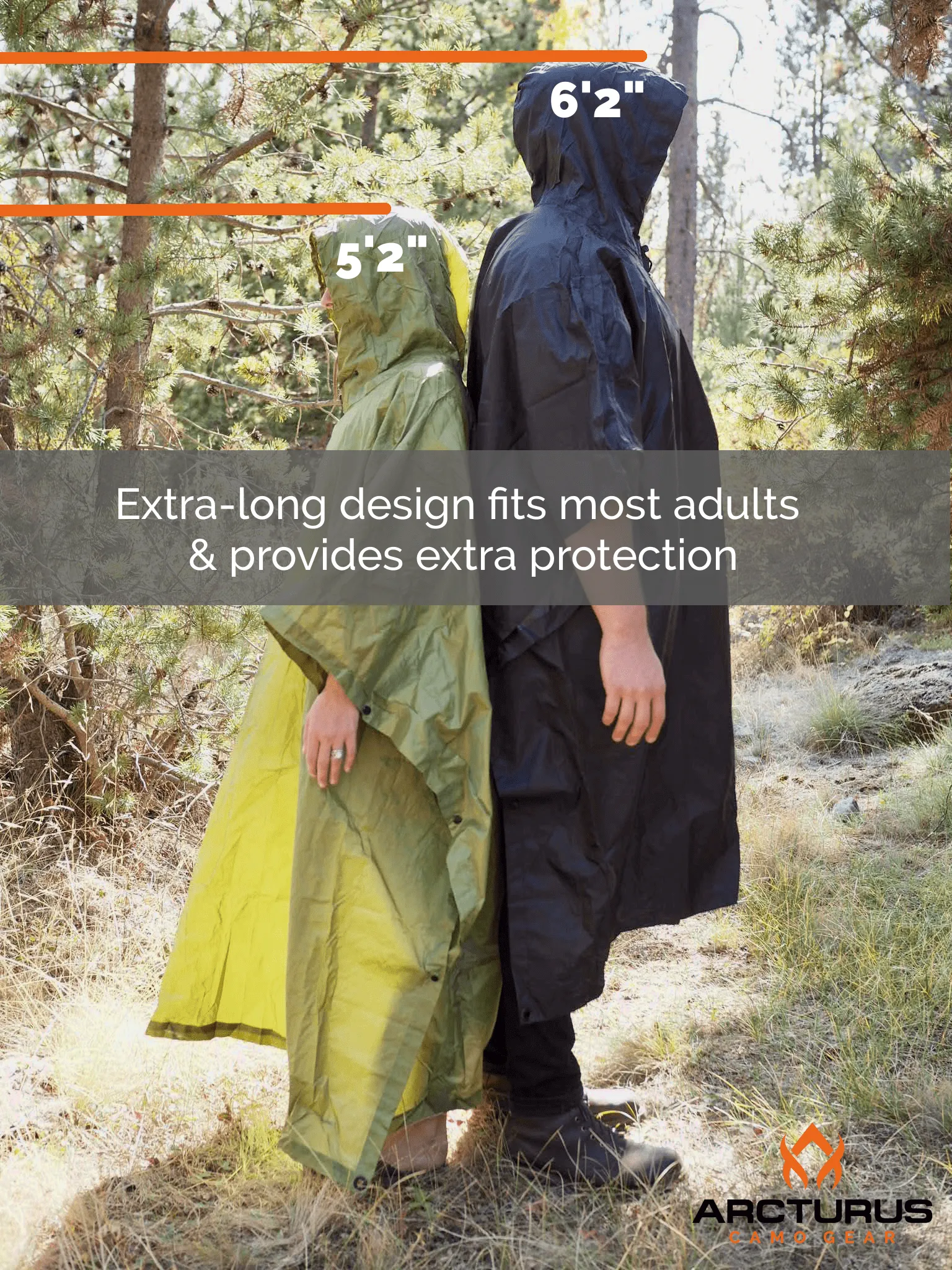 Arcturus Lightweight Waterproof Rain Poncho - Black