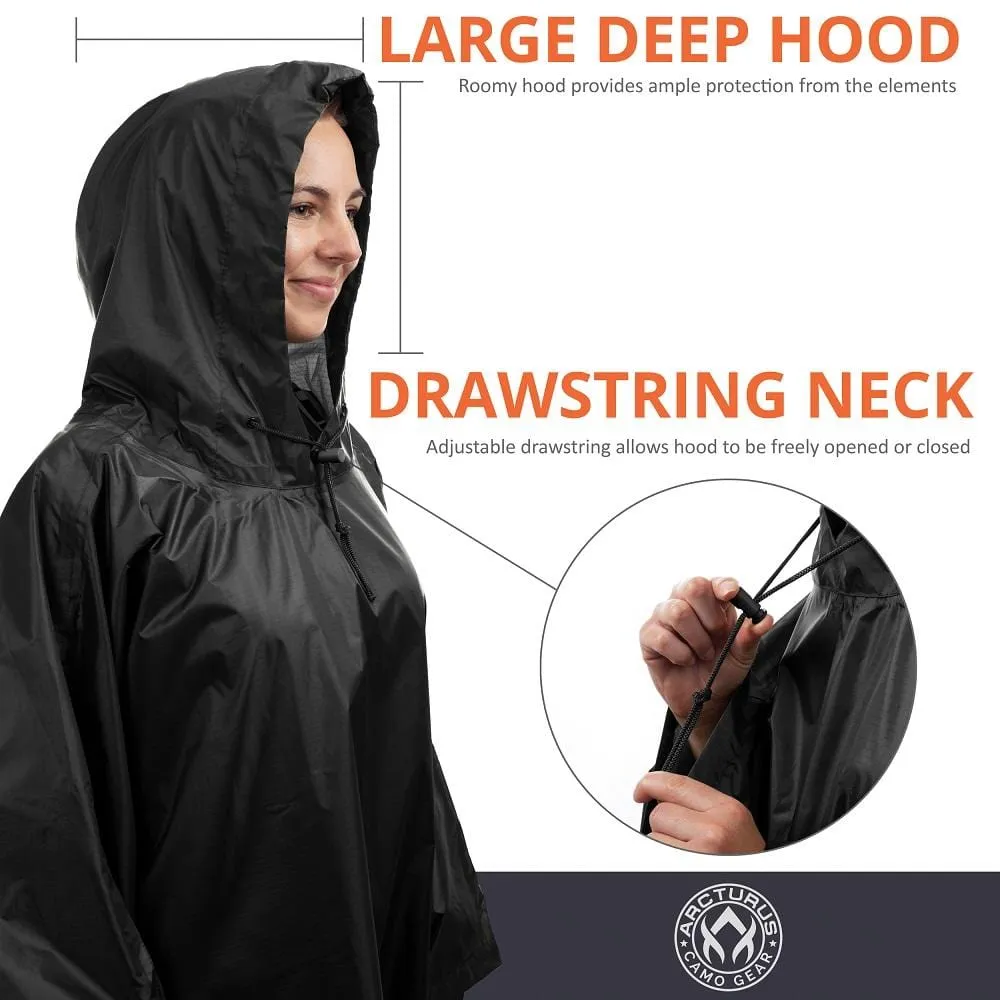 Arcturus Lightweight Waterproof Rain Poncho - Hunter Orange