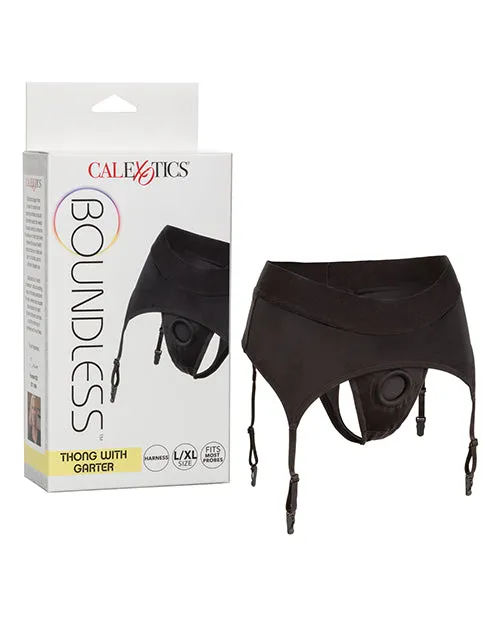 Boundless Thong w/Garter L/XL - Black