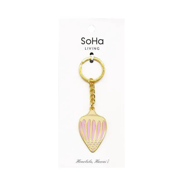 Cone Pink Shell Enamel Keychain