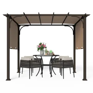 COOS BAY Outdoor Pergola 10x10 with Retractable Textilene Canopy