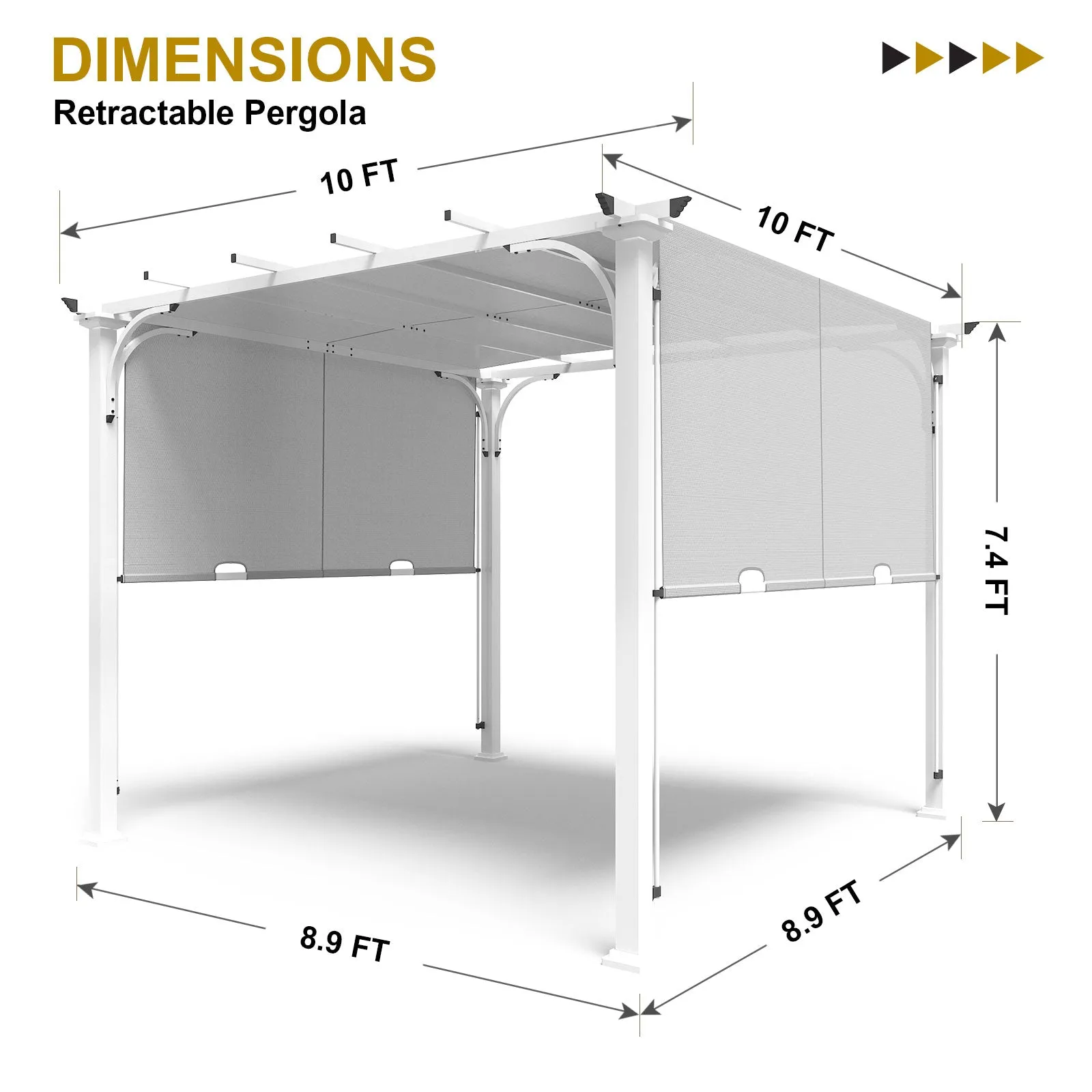 COOS BAY Outdoor Pergola 10x10 with Retractable Textilene Canopy