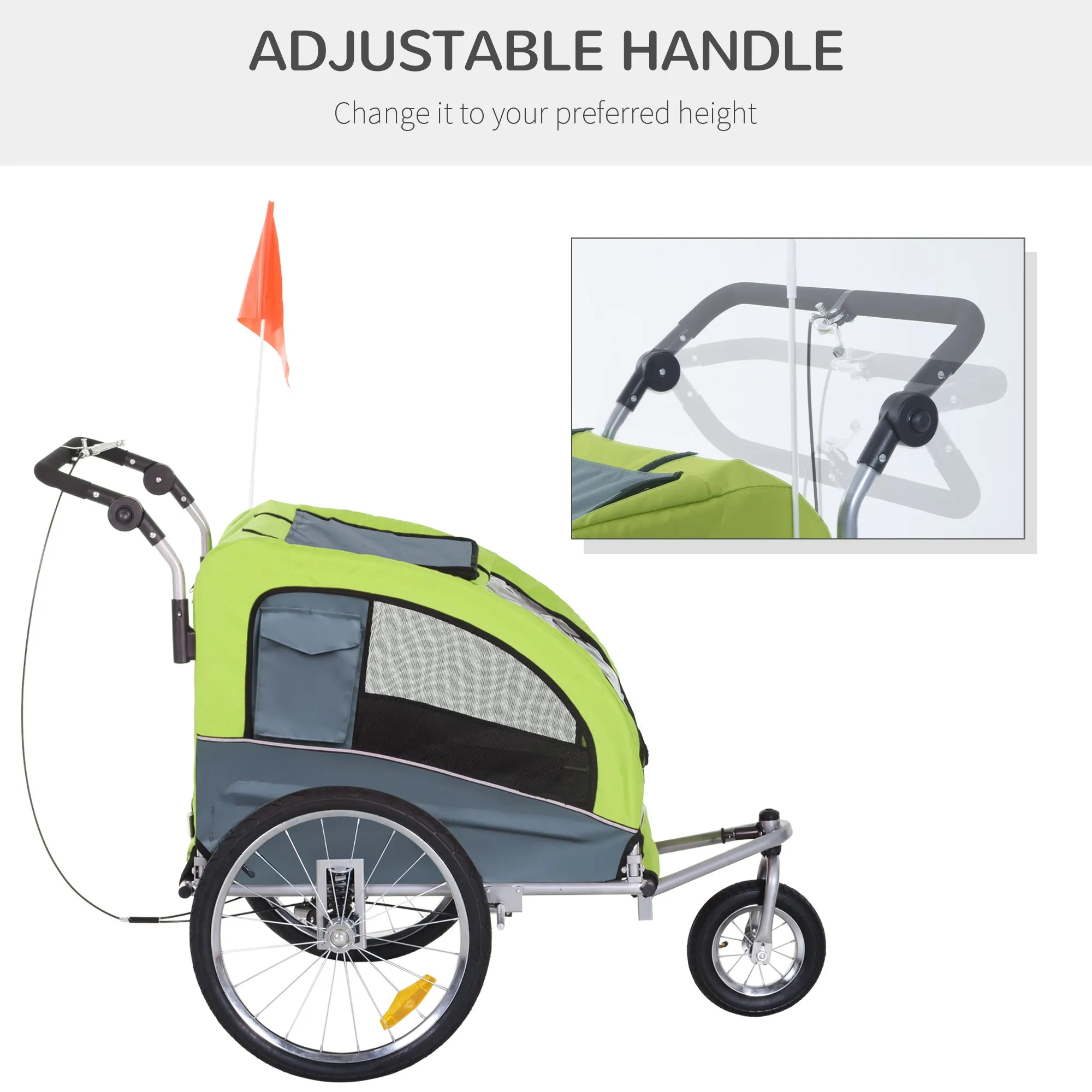 Dog Bike Trailer Pet Stroller Cart Carrier for Bicycle 360√Ç¬¨√Ç¬®√¢¬Ä¬ö√É¬†√É¬ª Rotatable with Reflectors 3 Wheels Hitch Coupler Push/ Pull/ Brake Water Resistant Green