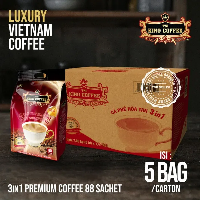 DUS Karton King Coffee 3 in 1 Premium 5 Bags Per Bags isi 88 sachets