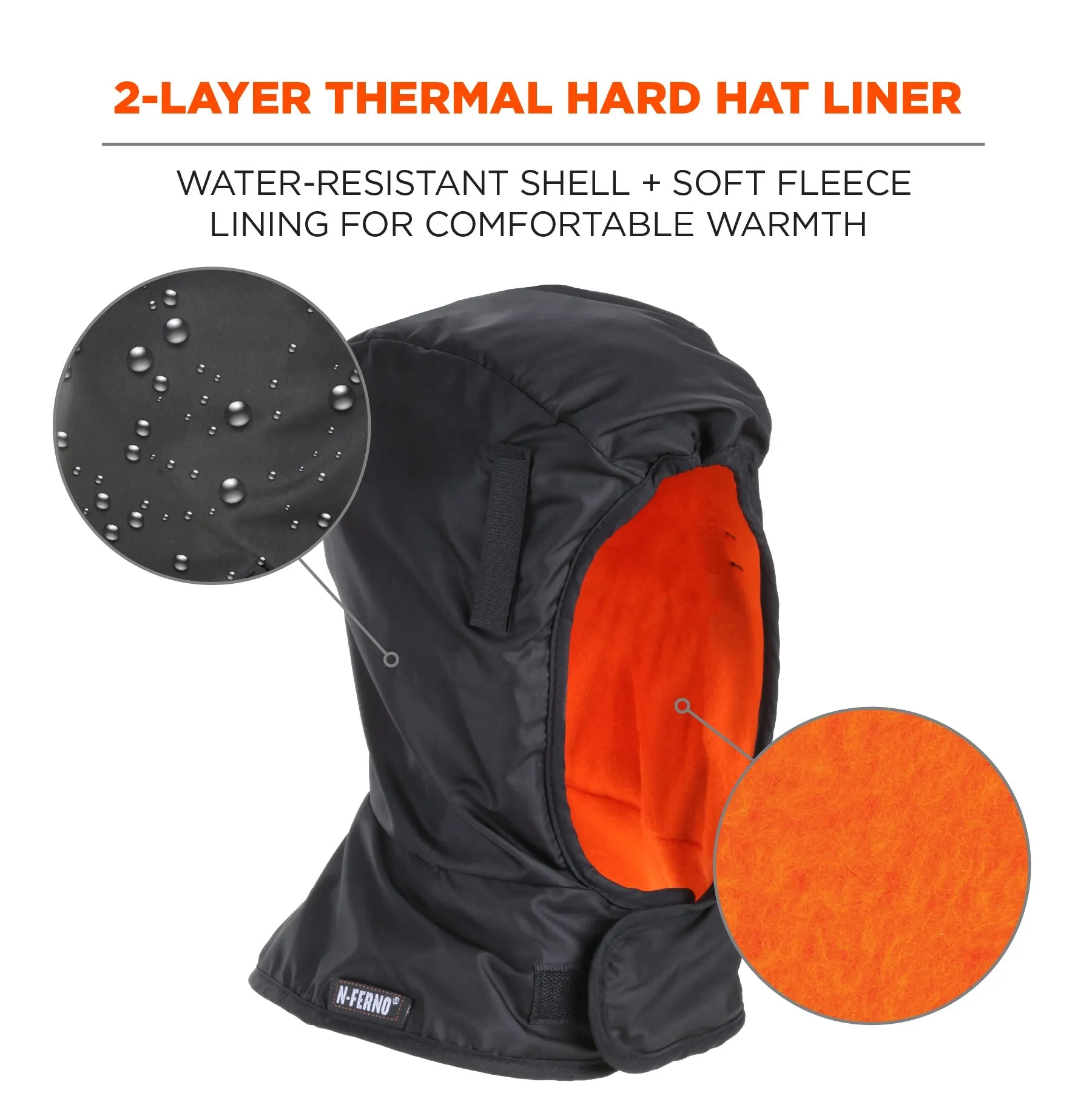 Ergodyne N-Ferno 6842 2-Layer Fleece-Lined Winter Hard Hat Liner Black