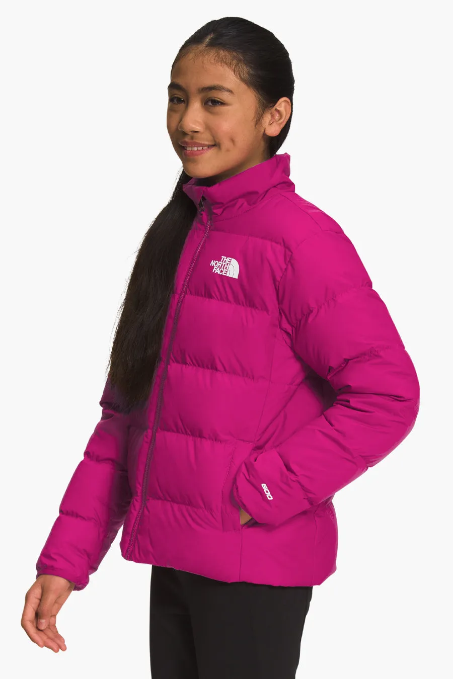 Girls Jacket North Face Teen Reversible North Down Fuchsia Pink