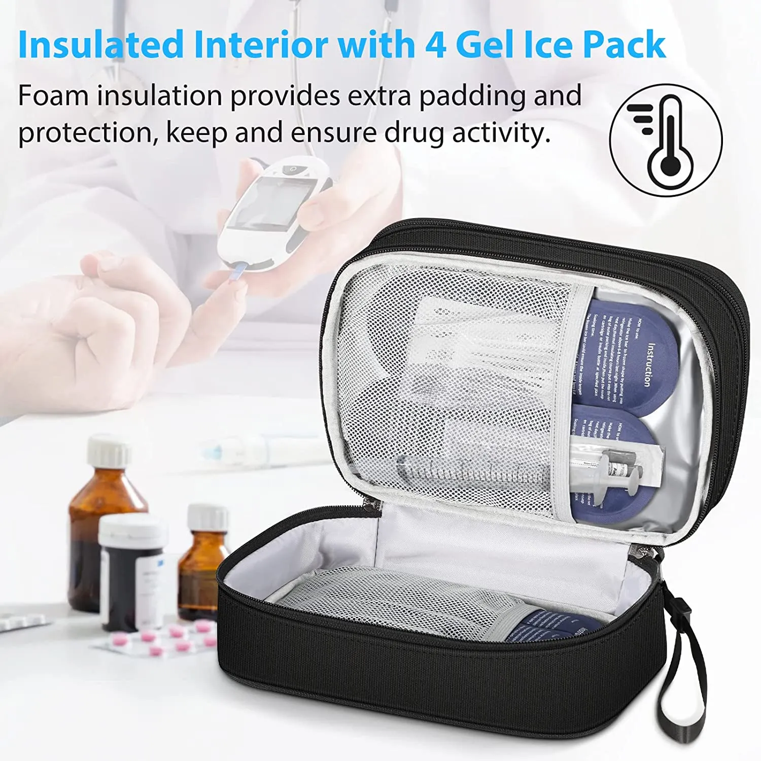 Insulin Cool Bag with 4 Ice Packs