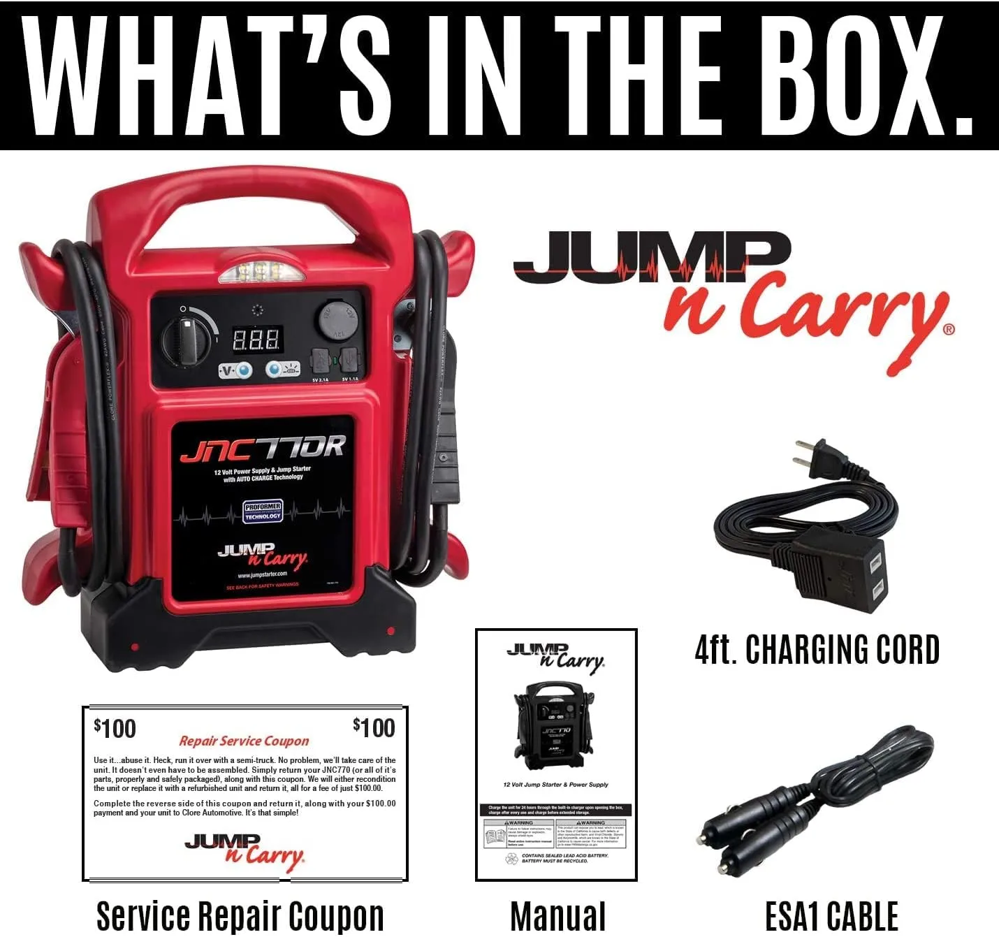 Jump-N-Carry 1700 Peak Amp Premium 12 Volt Jump Starter