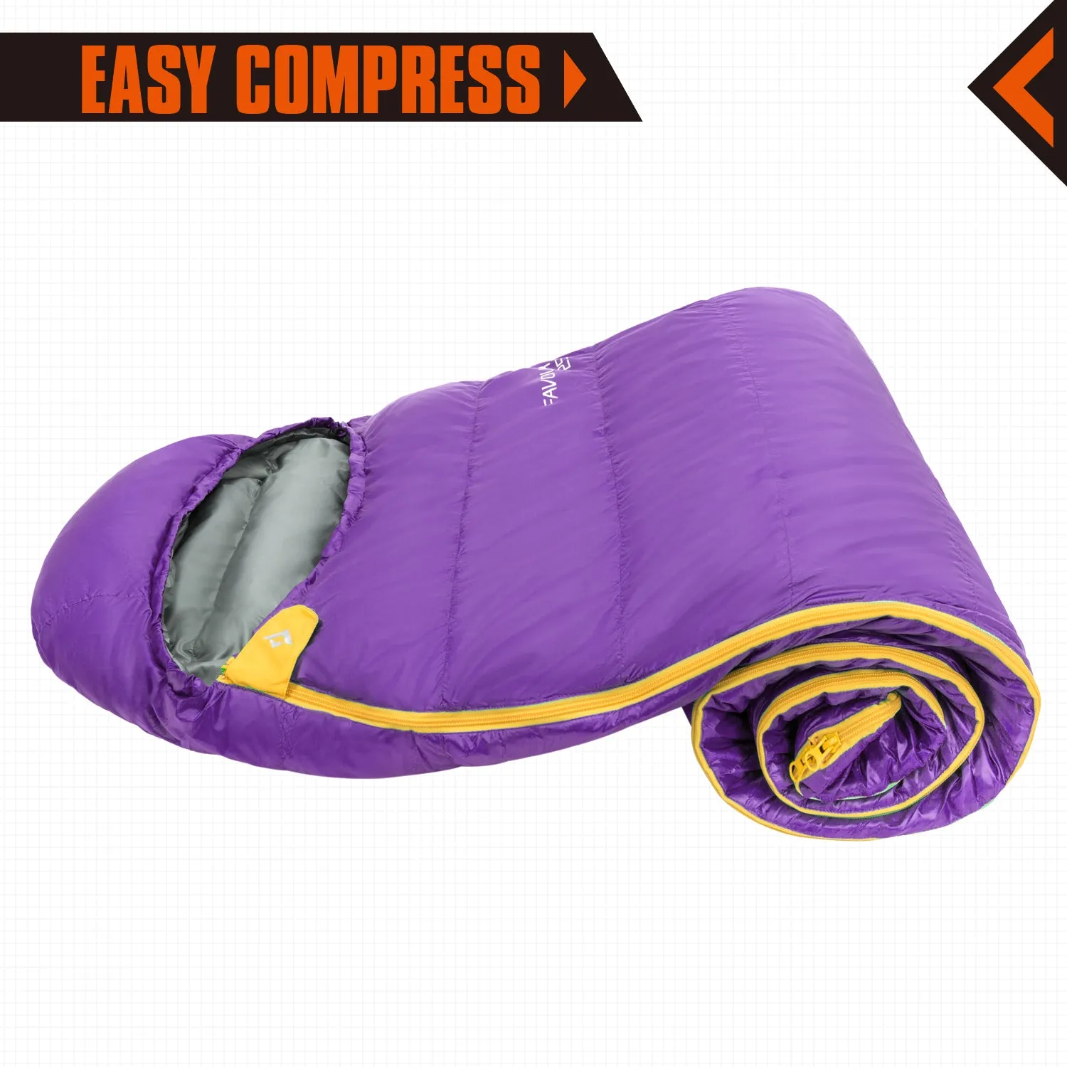 KingCamp FAVOURER 600 Hooded Rectangular Down Sleeping Bag