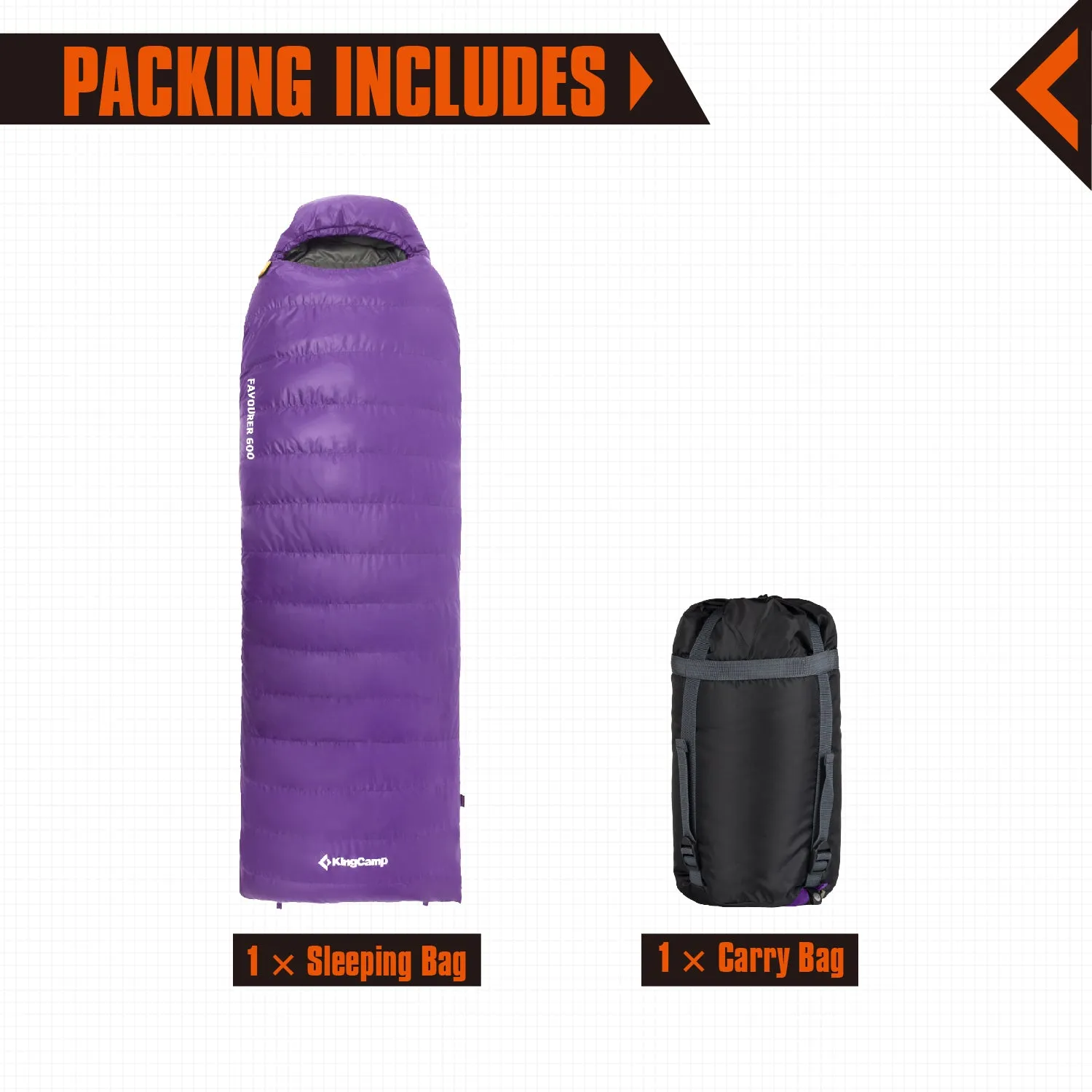 KingCamp FAVOURER 600 Hooded Rectangular Down Sleeping Bag