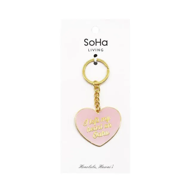 Left My Heart on Oahu Enamel Keychain