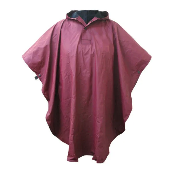 Maroon Hooded Rain Poncho by Charles River