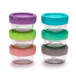 melii Glass Baby Food Containers - Airtight, Leakproof, Storage for Babies, Toddlers, Kids – BPA Free, Microwave & Freezer Safe - Set of 6, 2oz with Easy Open Lids