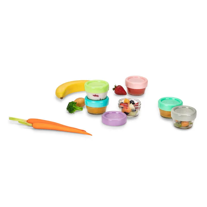 melii Glass Baby Food Containers - Airtight, Leakproof, Storage for Babies, Toddlers, Kids – BPA Free, Microwave & Freezer Safe - Set of 6, 2oz with Easy Open Lids