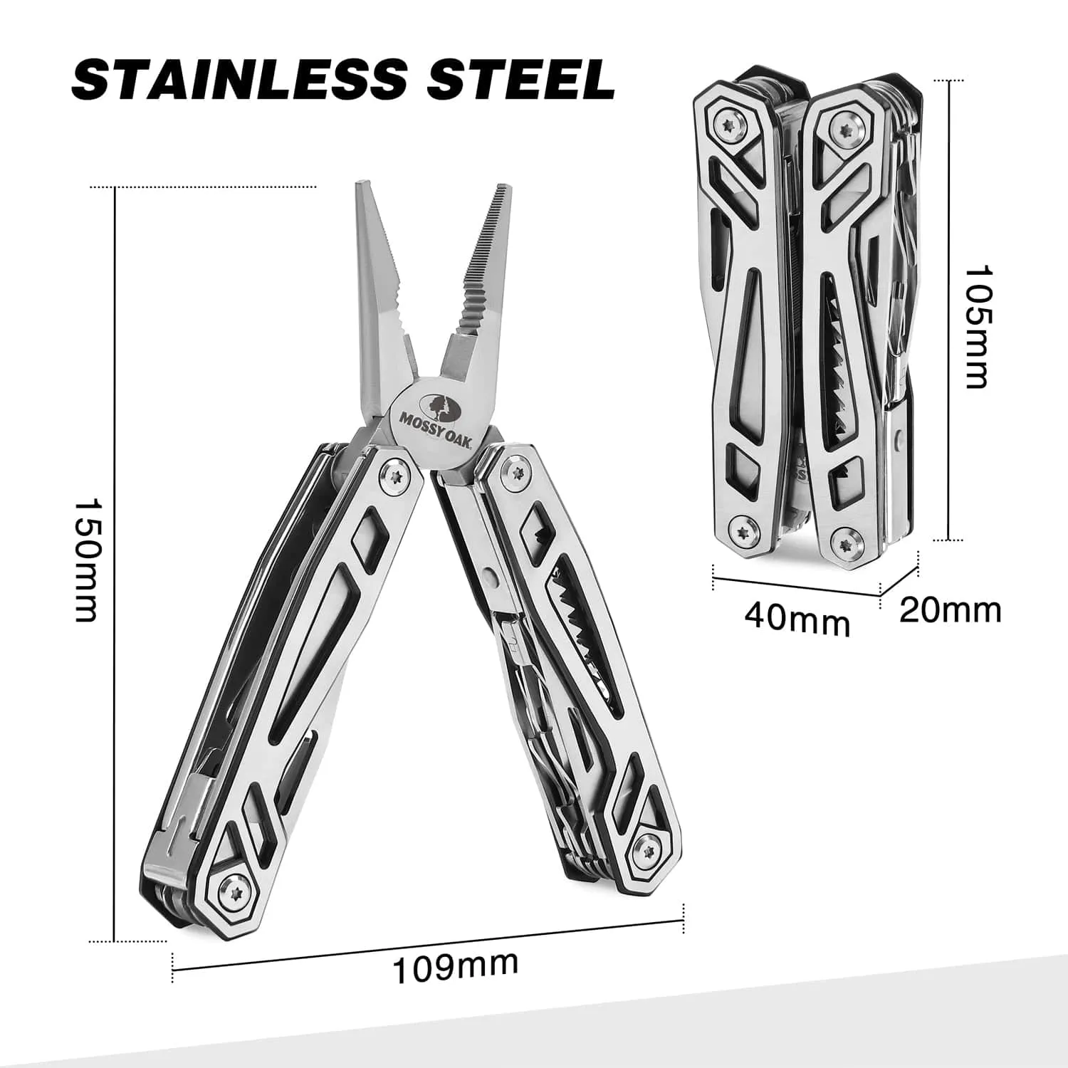 MOSSY OAK 21 in 1 Multi Tool Plier Wire Stripper Folding Plier Outdoor Camping Multitool Portable Folding  Pocket Pliers