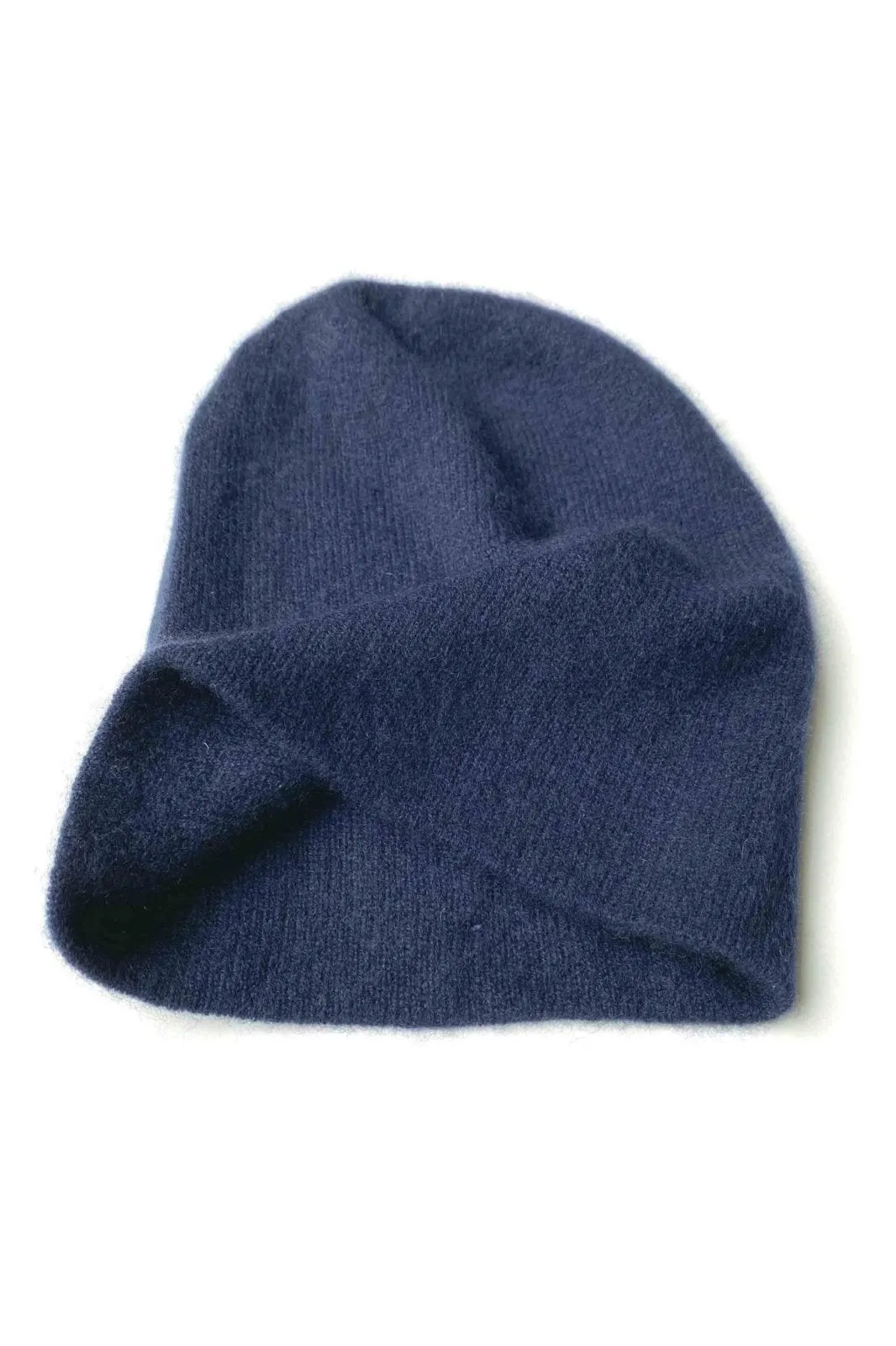 Navy cashmere beanie hat for women