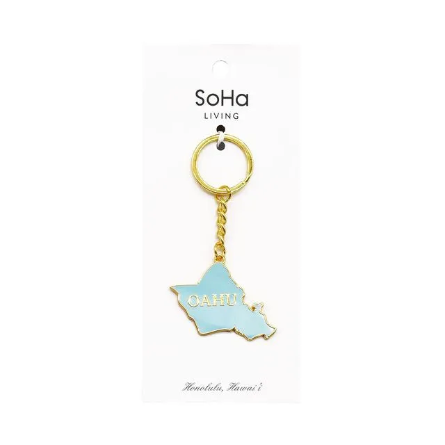 Oahu Island Enamel Keychain