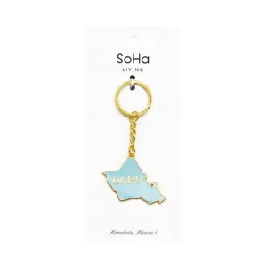 Oahu Island Enamel Keychain