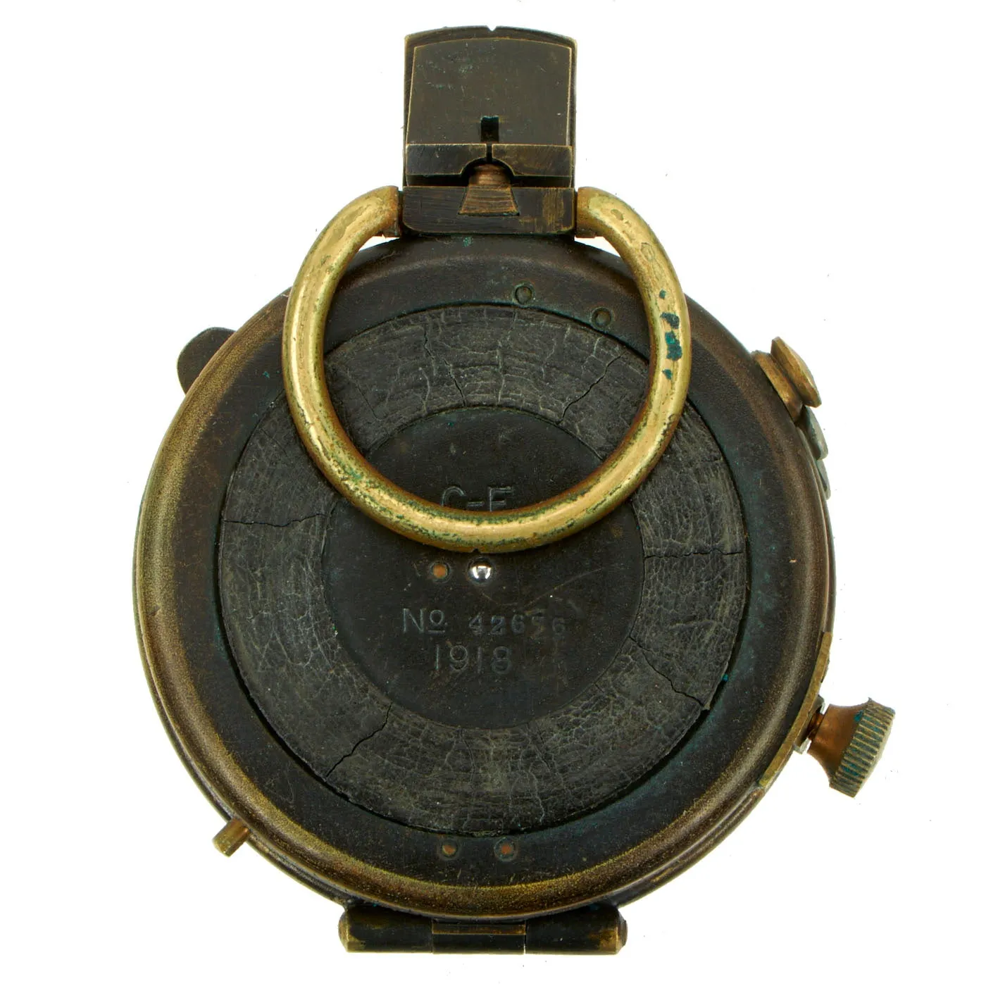 Original WW1 U.S. Army Engineer Corps Brass Prismatic Compass by Cruchon & Emons dated 1918 with British Leather Case dated 1917