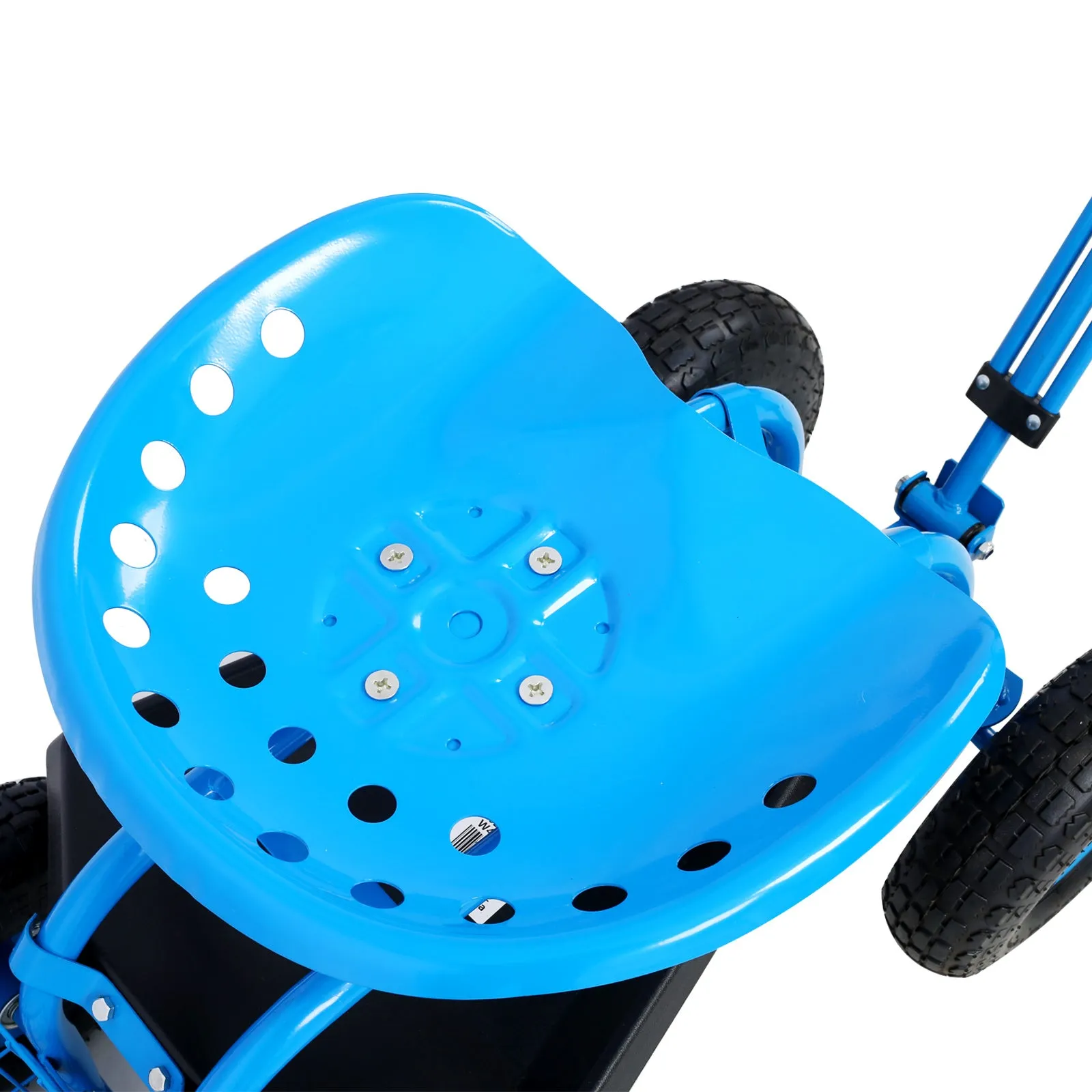 Rolling Garden Scooter Garden Cart Seat with Wheels and Tool Tray, 360 Swivel Seat,Blue--refurbished