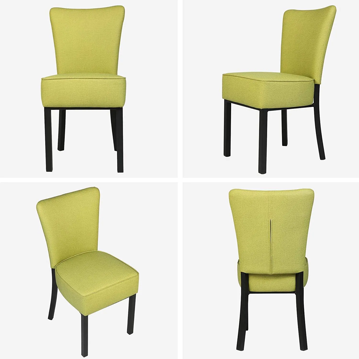 Set of 2 Upholstered Dining Chairs PU Leather Dining Room Side Chairs, Green