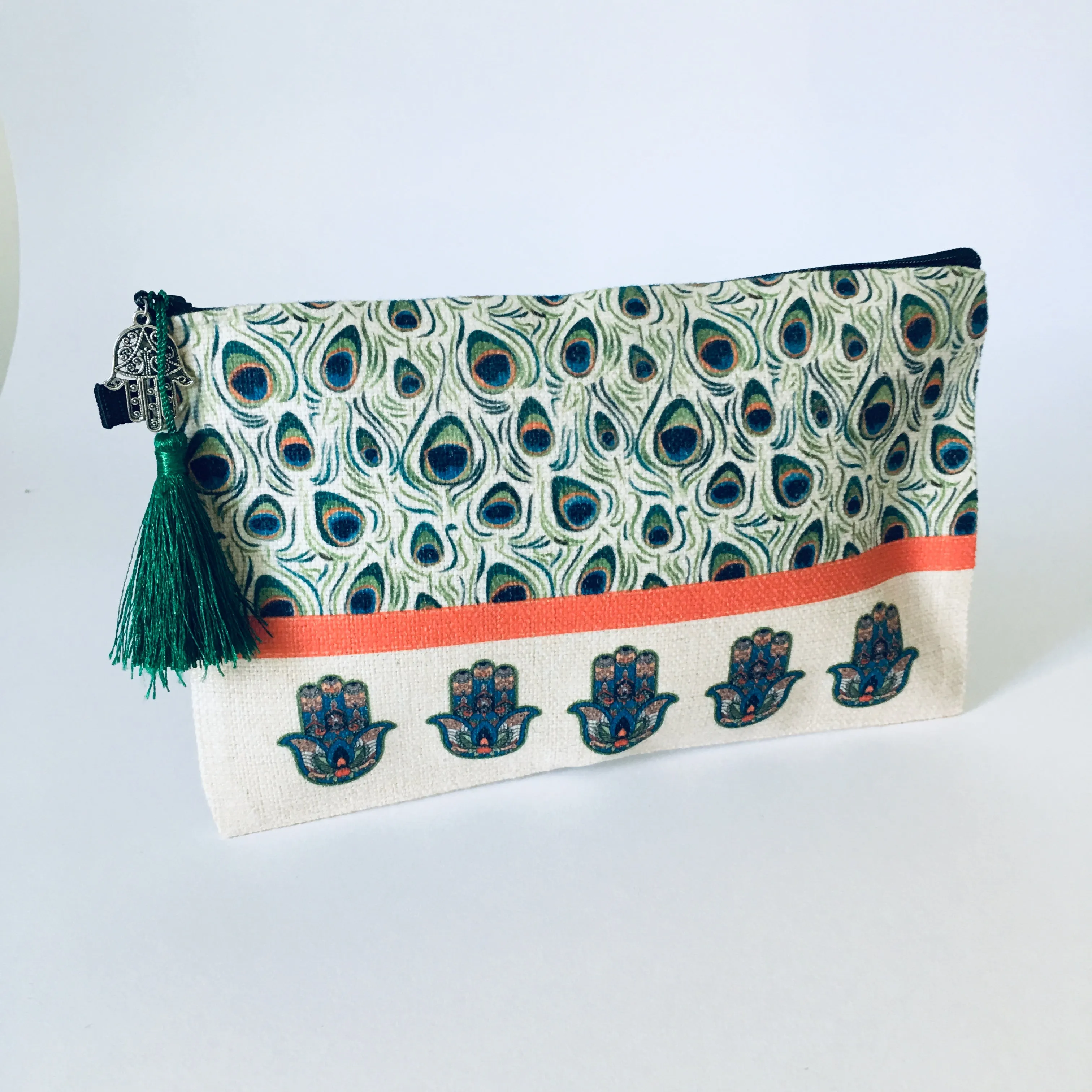 Set of 3 Hamsa Peacock Make-up Bags