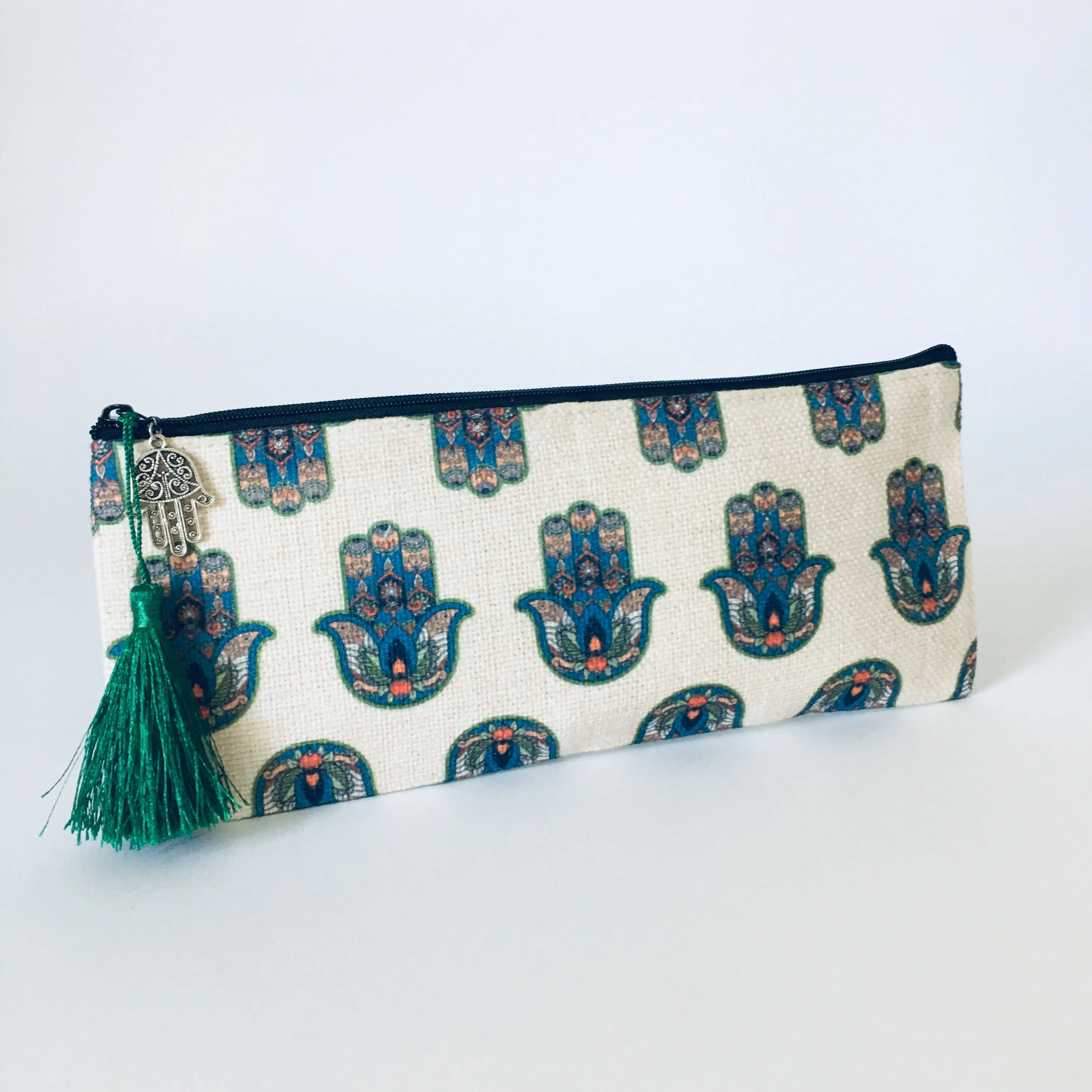 Set of 3 Hamsa Peacock Make-up Bags