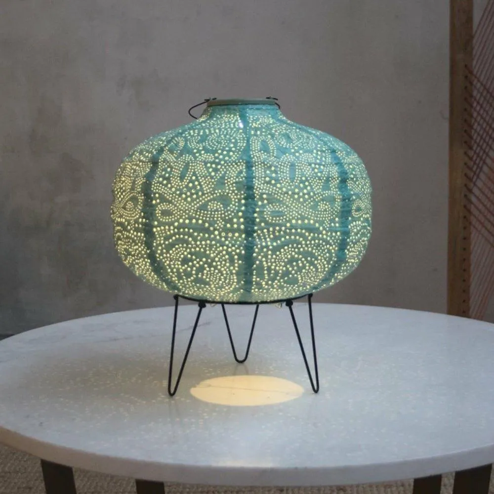 Solar Lantern Pumpkin, Teal