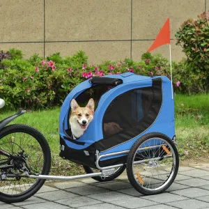 Steel Dog Bike Trailer Pet Cart Carrier for Bicycle Kit Water Resistant with Hitch Coupler Travel Black and Blue