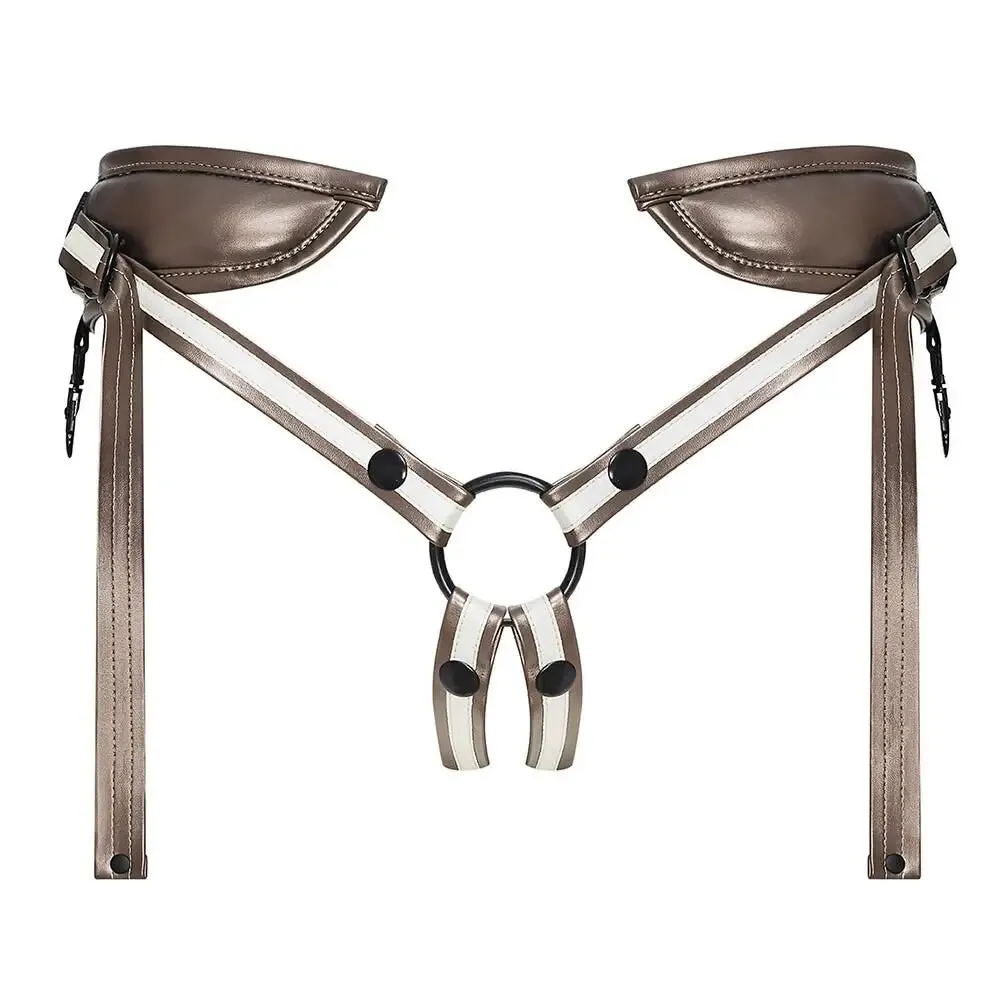 Strap on me Faux Leather Gold Padded Harness one Size