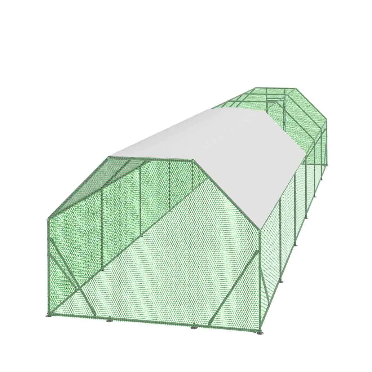 TMG Industrial 10’ x 40’ Wire Mesh Chicken Run Shelter Coop, Galvanized Steel, 400 Sq-Ft, Lockable Gate, PVC Coated Mesh, TMG-CRS1040