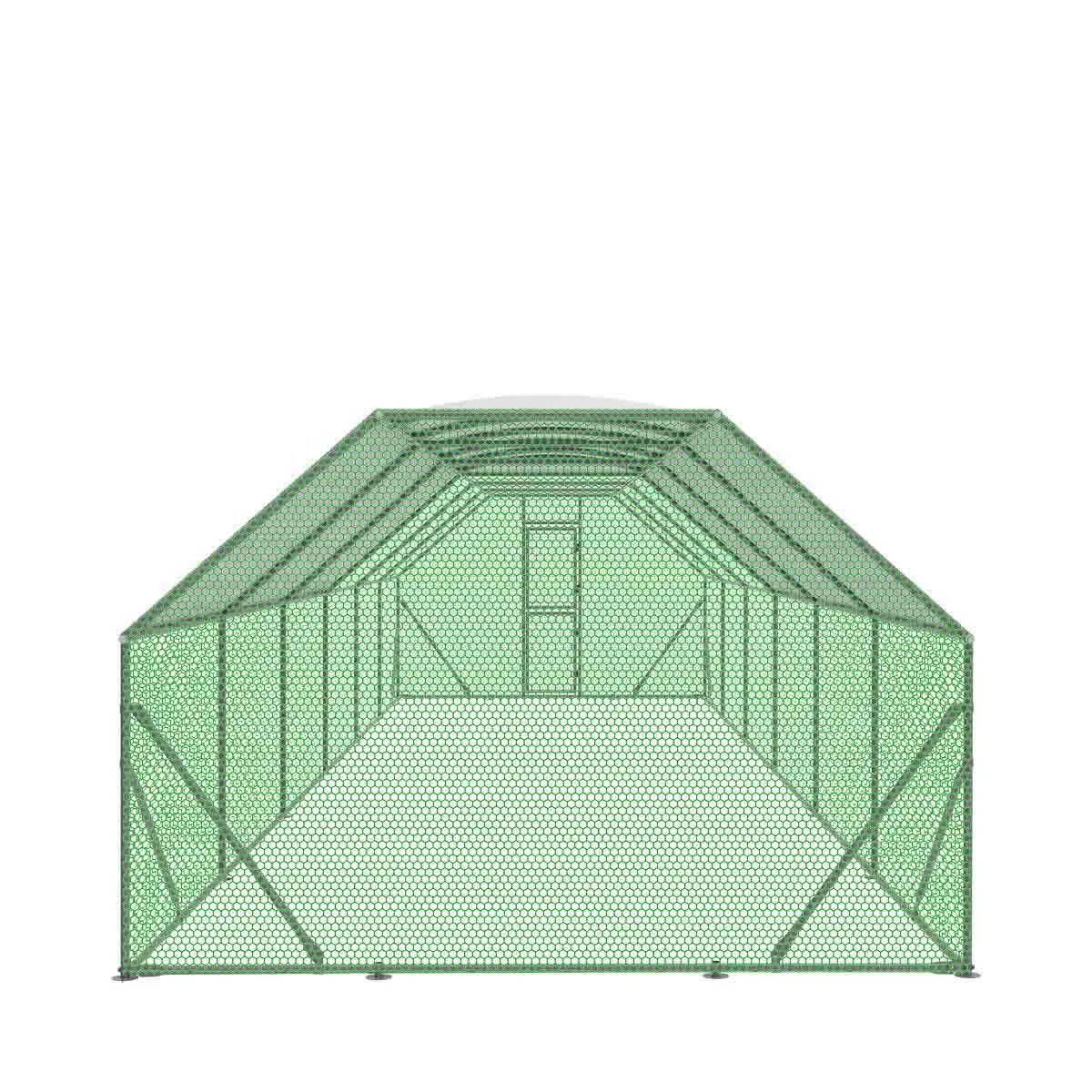 TMG Industrial 10’ x 40’ Wire Mesh Chicken Run Shelter Coop, Galvanized Steel, 400 Sq-Ft, Lockable Gate, PVC Coated Mesh, TMG-CRS1040