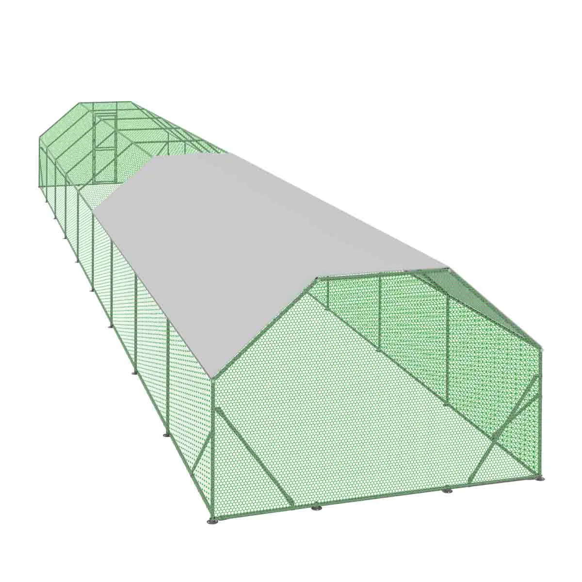 TMG Industrial 10’ x 60’ Wire Mesh Chicken Run Shelter Coop, Galvanized Steel, 600 Sq-Ft, Lockable Gate, PVC Coated Mesh, TMG-CRS1060